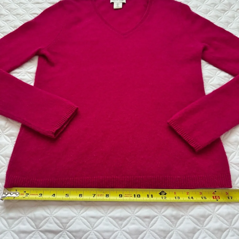 Adrienne Vittadini 100% Cashmere V-Neck Long Sleeve Pullover Sweater Pink Size L